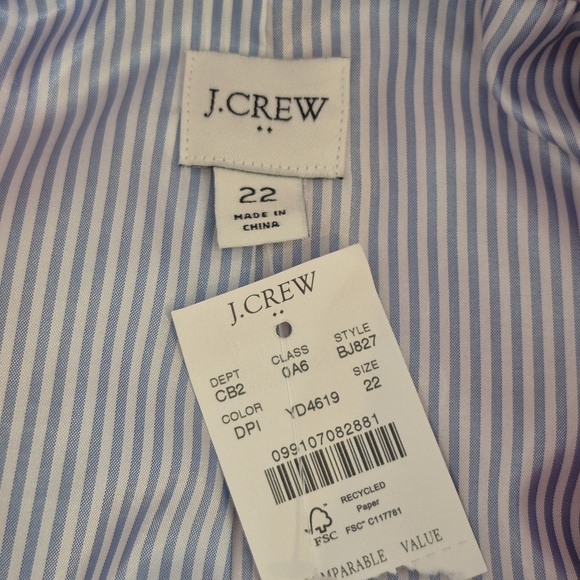 J. Crew Factory Women's Pink Herringbone Wool Blend Schoolboy Blazer - Size 22 - Picture 12 of 15